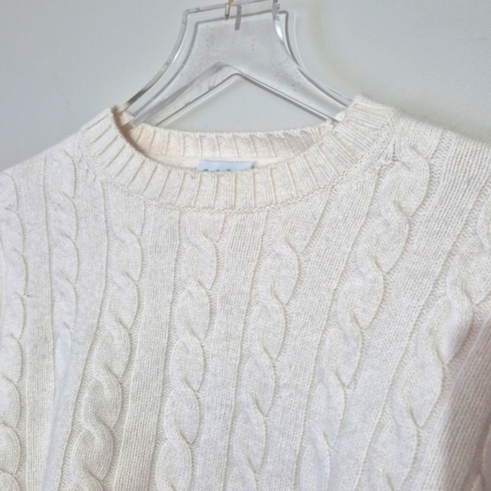 Aritzia Sunday Best Peggy Cropped Sweater, Wool Cotton, Cream, Oversized Size XS - Picture 4 of 12